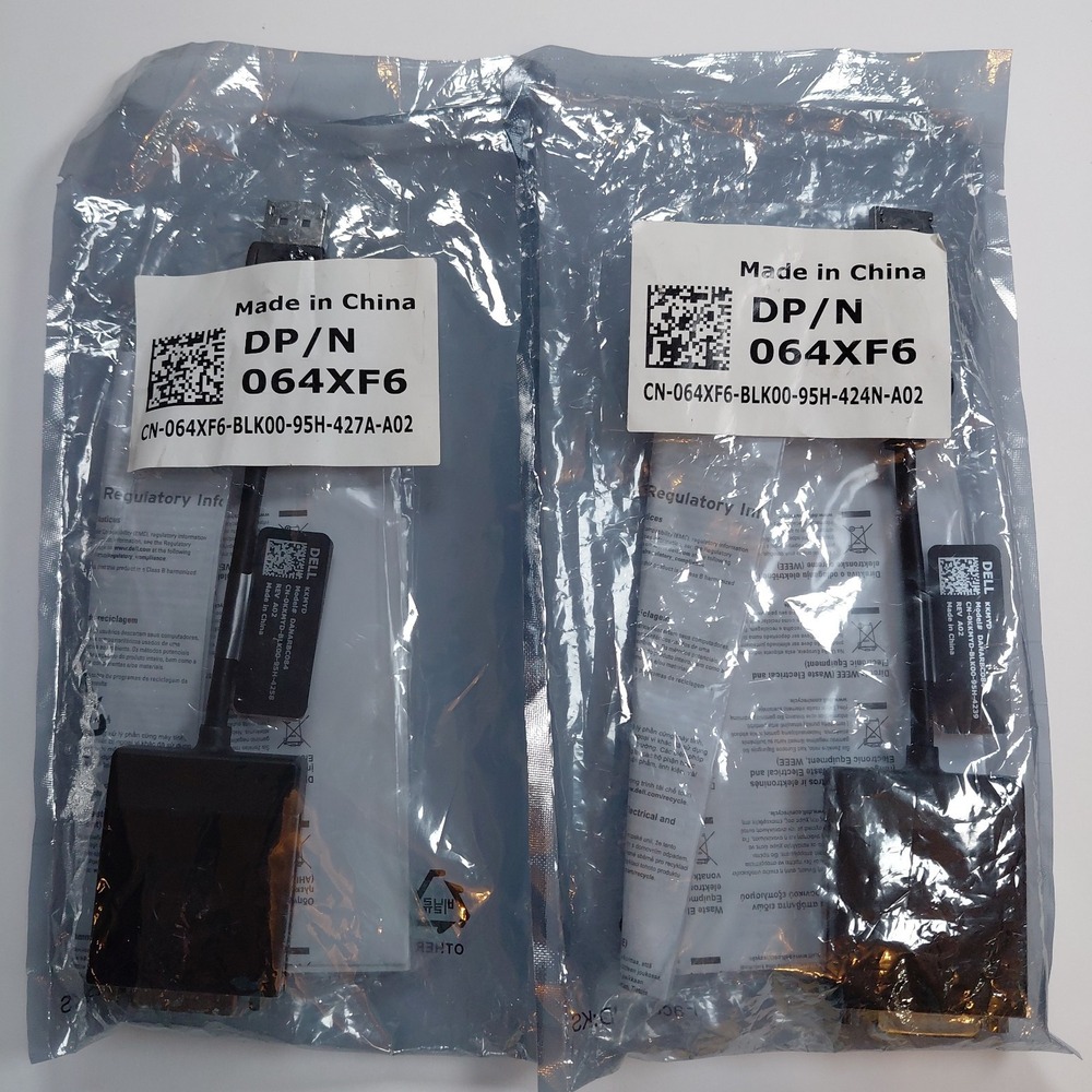 Lot Of 2 New OEM Dell DisplayPort to DVI (single-link) Adapter DP/N 064XF6